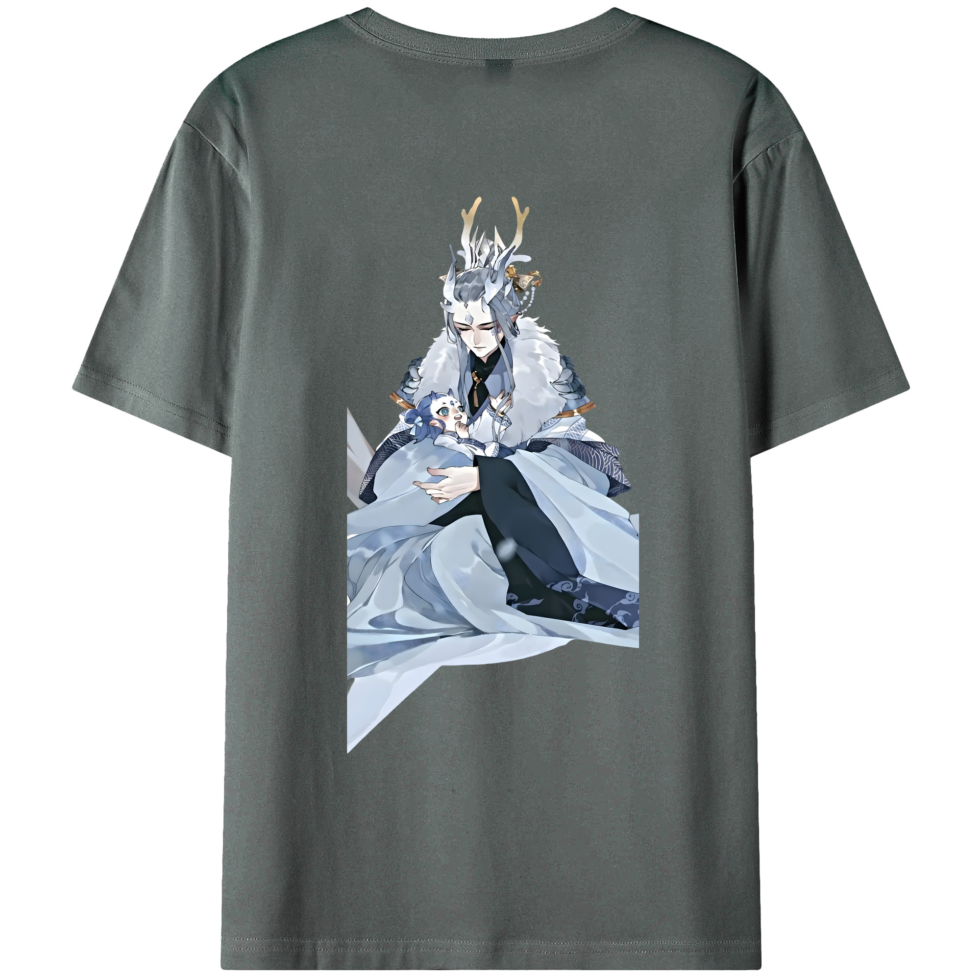 （画像用） Ne Zha 2 ナタ 魔童の大暴れ 綿100％ メンズ半袖Tシャツ（バックプリント） 通気性